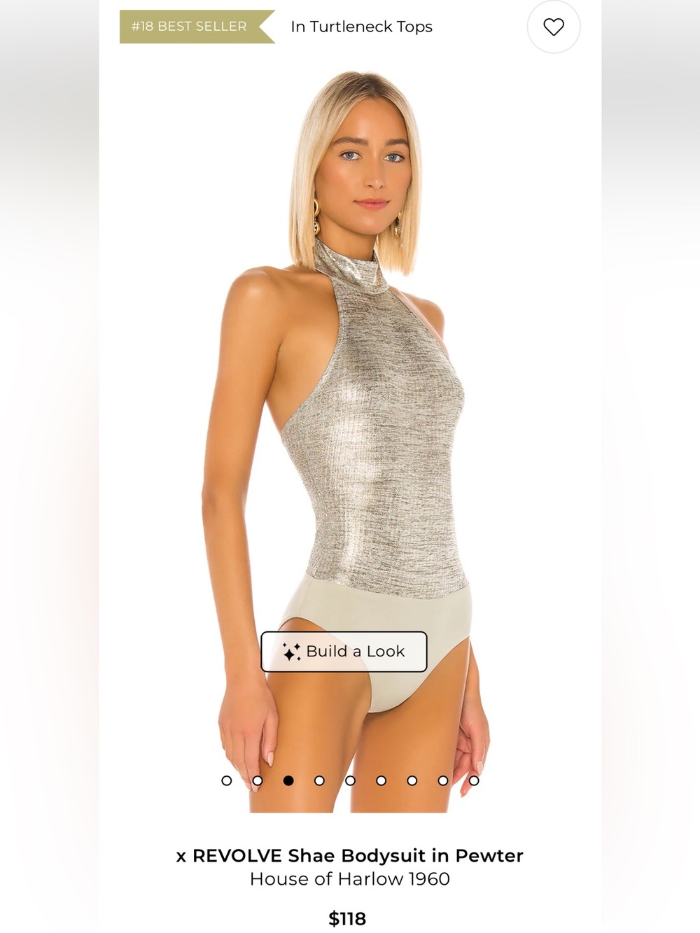 House of Harlow 1960 x REVOLVE Shae Metallic Mock Neck Collar Bodysuit Size M - Picture 3 of 9